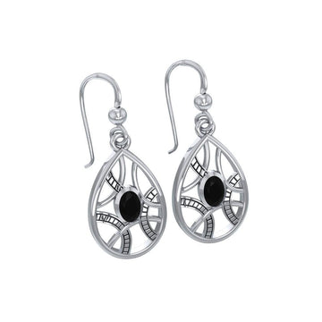 Contemporary Silver Earrings with Teardrop shape Gems TER1257 - Jewelry